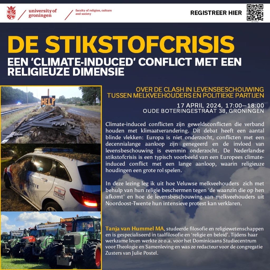 Aankondiging publiekslezing over de stikstofcrisis, een climate-induced conflict met een religieuze dimensie